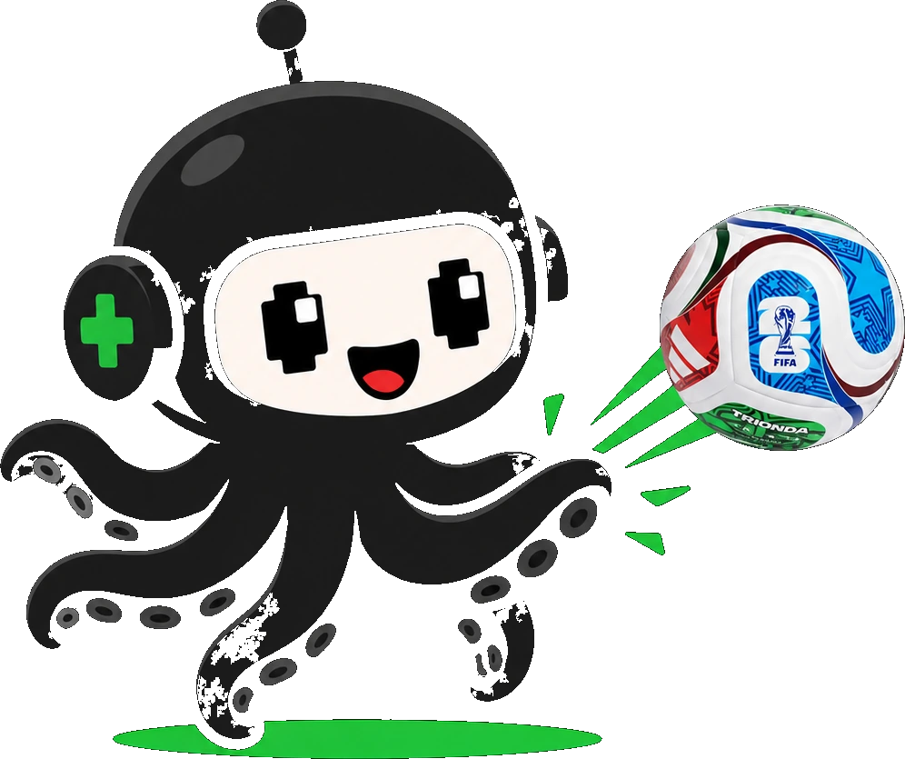 GitFut mascot — an octopus footballer kicking the World Cup 26 ball